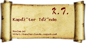 Kapéter Tünde névjegykártya
